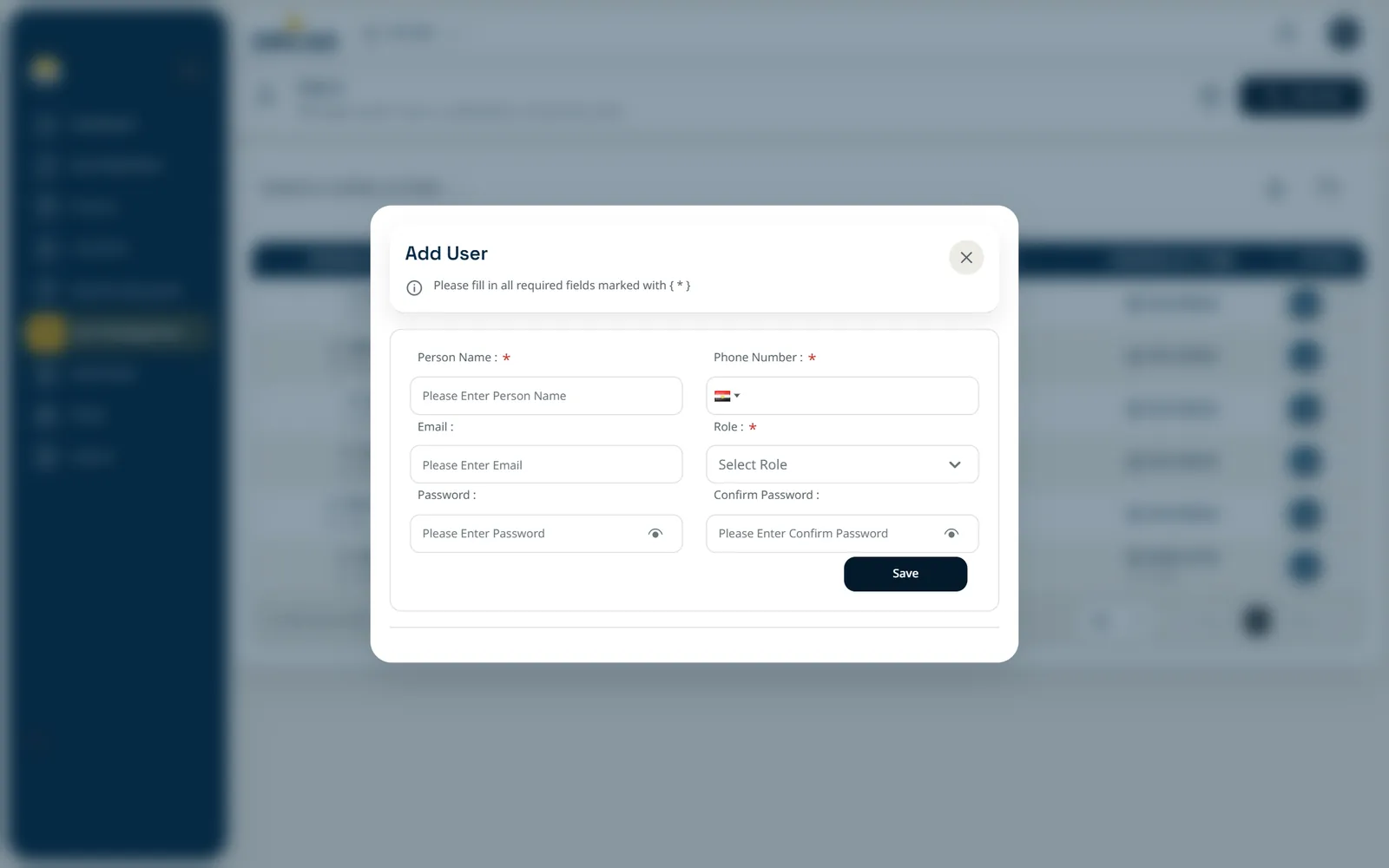 Add user form